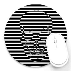 Striped-skull Demonic Skulls-stripe Round Mousepad by Casemiro