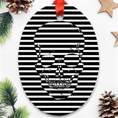 Striped-skull Demonic Skulls-stripe Ornament (oval)