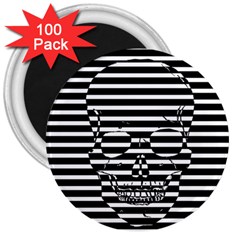 Striped-skull Demonic Skulls-stripe 3  Magnets (100 Pack) by Casemiro