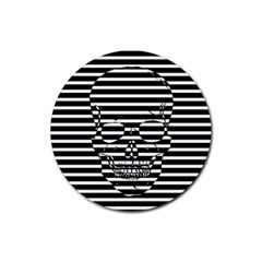 Striped-skull Demonic Skulls-stripe Rubber Round Coaster (4 Pack) by Casemiro