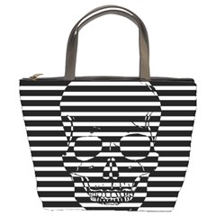 Striped-skull Demonic Skulls-stripe Bucket Bag by Casemiro