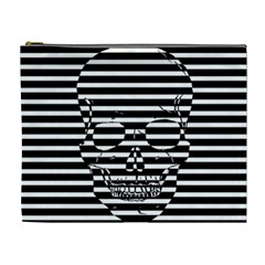 Striped-skull Demonic Skulls-stripe Cosmetic Bag (xl) by Casemiro