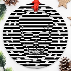 Striped-skull Demonic Skulls-stripe Ornament (round Filigree)