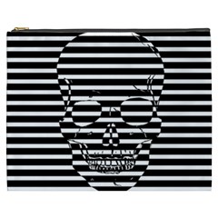 Striped-skull Demonic Skulls-stripe Cosmetic Bag (xxxl) by Casemiro