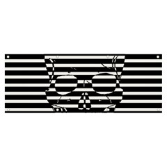 Striped-skull Demonic Skulls-stripe Banner And Sign 8  X 3  by Casemiro