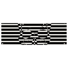 Striped-skull Demonic Skulls-stripe Banner And Sign 9  X 3  by Casemiro