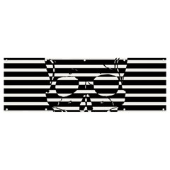 Striped-skull Demonic Skulls-stripe Banner And Sign 12  X 4  by Casemiro