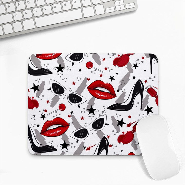 Red Lips Black Heels Pattern Small Mousepad