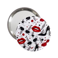 Red Lips Black Heels Pattern 2 25  Handbag Mirrors