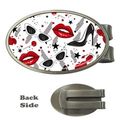 Red Lips Black Heels Pattern Money Clips (oval) 