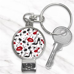 Red Lips Black Heels Pattern Nail Clippers Key Chain