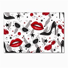 Red Lips Black Heels Pattern Postcards 5  X 7  (pkg Of 10) by Jancukart