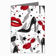 Red Lips Black Heels Pattern Greeting Cards (pkg Of 8) by Jancukart