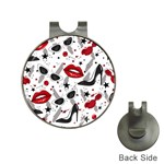 Red Lips Black Heels Pattern Hat Clips with Golf Markers Front