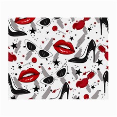 Red Lips Black Heels Pattern Small Glasses Cloth