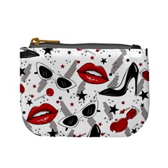 Red Lips Black Heels Pattern Mini Coin Purse by Jancukart