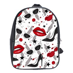 Red Lips Black Heels Pattern School Bag (large) by Jancukart