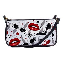 Red Lips Black Heels Pattern Shoulder Clutch Bag by Jancukart