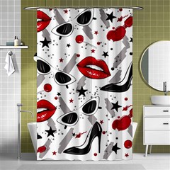 Red Lips Black Heels Pattern Shower Curtain 48  X 72  (small)  by Jancukart