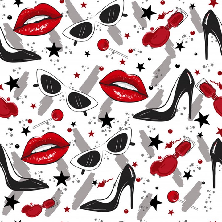 Red Lips Black Heels Pattern Play Mat (Square)