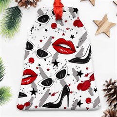 Red Lips Black Heels Pattern Bell Ornament (two Sides) by Jancukart