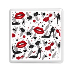 Red Lips Black Heels Pattern Memory Card Reader (square) by Jancukart