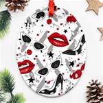 Red Lips Black Heels Pattern Ornament (Oval Filigree) Front