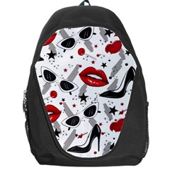 Red Lips Black Heels Pattern Backpack Bag