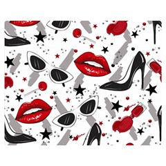 Red Lips Black Heels Pattern Double Sided Flano Blanket (medium) 