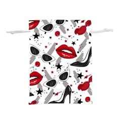 Red Lips Black Heels Pattern Lightweight Drawstring Pouch (m)