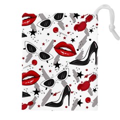 Red Lips Black Heels Pattern Drawstring Pouch (4xl)