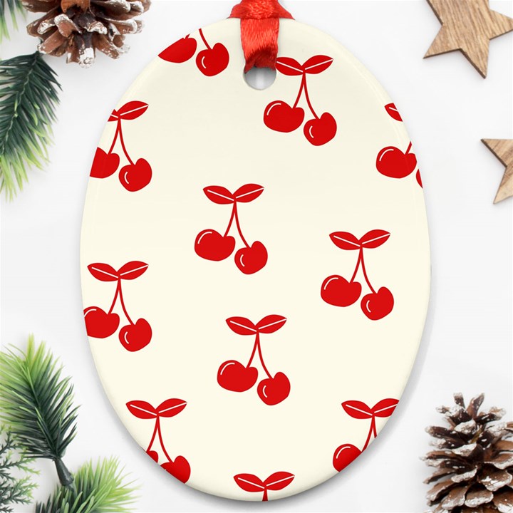 Cherries Oval Ornament (Two Sides)