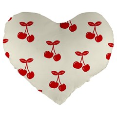 Cherries Large 19  Premium Heart Shape Cushions by nateshop