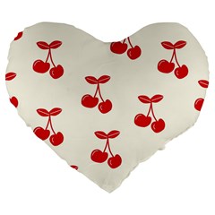 Cherries Large 19  Premium Flano Heart Shape Cushions by nateshop