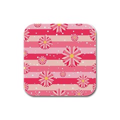 Floral-002 Rubber Square Coaster (4 Pack) by nateshop