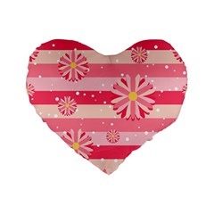 Floral-002 Standard 16  Premium Flano Heart Shape Cushions by nateshop