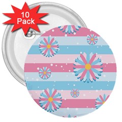 Flowers-023 3  Buttons (10 Pack)  by nateshop