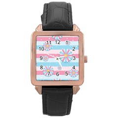 Flowers-023 Rose Gold Leather Watch  by nateshop