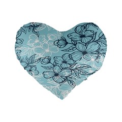 Flowers-25 Standard 16  Premium Flano Heart Shape Cushions by nateshop