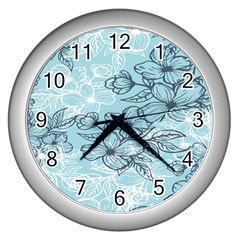 Flowers-25 Wall Clock (silver) by nateshop