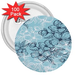 Flowers-25 3  Buttons (100 Pack)  by nateshop