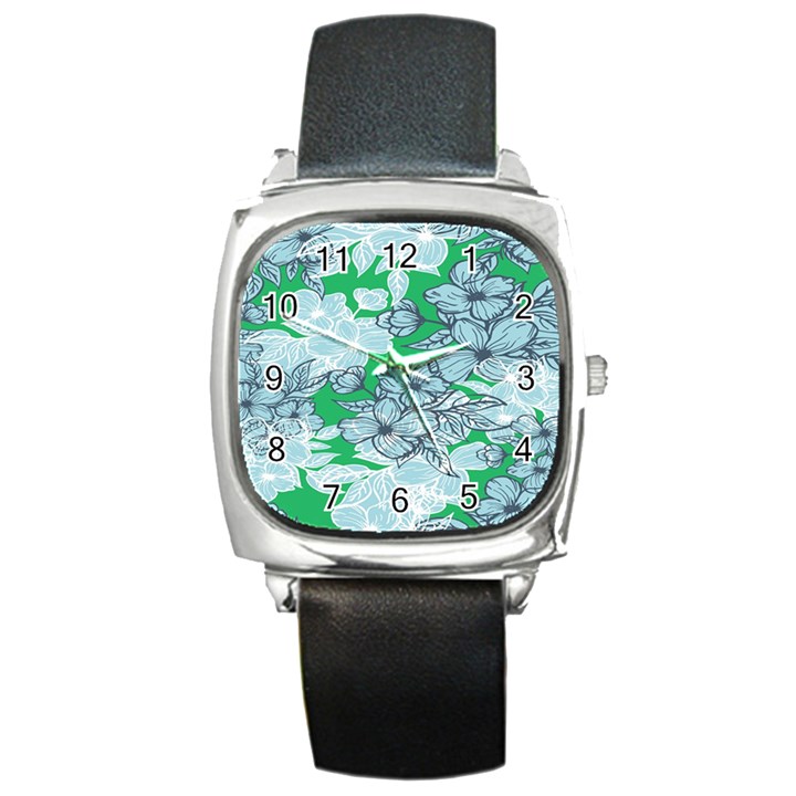 Flowers-26 Square Metal Watch