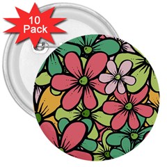 Flowers-27 3  Buttons (10 Pack)  by nateshop