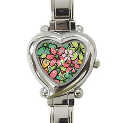 Flowers-27 Heart Italian Charm Watch