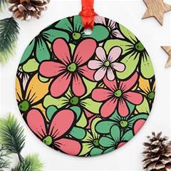 Flowers-27 Round Ornament (two Sides) by nateshop