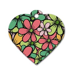 Flowers-27 Dog Tag Heart (one Side) by nateshop