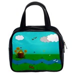 Frog Log Stream River Wallpaper Classic Handbag (Two Sides) Front