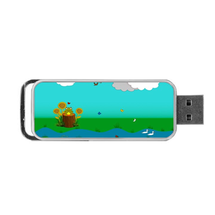 Frog Log Stream River Wallpaper Portable USB Flash (One Side)