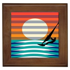 Waves Windsurfer Sun Framed Tile by Ravend