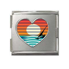 Waves Windsurfer Sun Mega Link Heart Italian Charm (18mm)